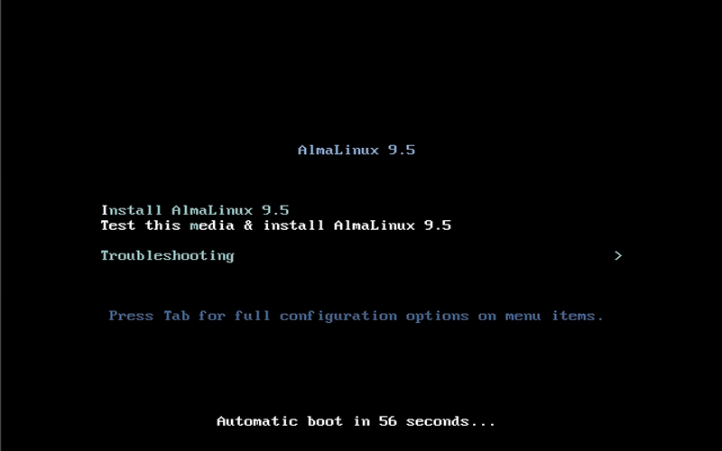 Instalação do Alma Linux - Boot