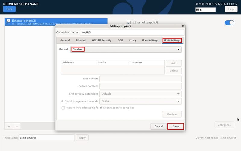 Instalação do Alma Linux - IPv6